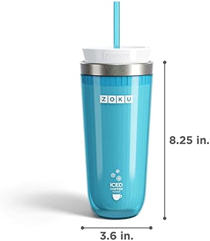 Zoku Instant Iced Coffee Maker, Reusable Beverage Chiller Cools Hot Beverages in Minutes Without Dilution, Portable 11-ounce Tumbler With Spill-resistant Lid and Straw, Teal - Image 2