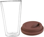 Happyyami Glass Coffee Mug with Silicone Lid Insulated Double Wall 350ml by Happyyami