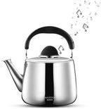 6 Quart Whistling Tea Kettle, 18/8 Stainless Steel Large Stovetop Kettle for Gas Stove Induction by MAXCOOK