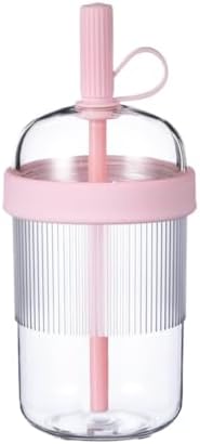 Reusable High-Clarity Copolyester Tumbler with Straw and Cap, 18oz Portable Coffee Mug with Ribbed Grip, Travel Cup for Office and Car - 540ml Multiple Colors (Light Pink) by Unknown