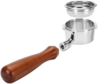 DIBTSA 58mm Bottomless Portafilter Compatible with Gaggia, 304 Stainless Steel 2 Ears Coffee Portafilter with Reusable Filter Basket and Wood Handle, Espresso Machine Replacement Parts - Image 7