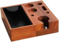 Espresso Knock Box, 4 IN 1 Espresso Accessories Organizer Box Compatible with 51/53&58MM Espresso Accessories, Natural Mahogany Tamping Station Base ,Tamper Holder-1.5L Coffee Grounds Box (51/53MM) by id+cafe
