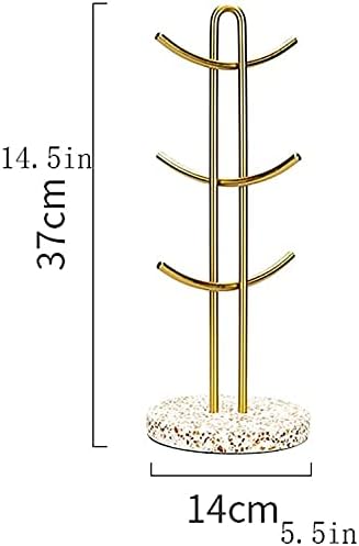 6 Cup Mug Tree Marble Gold-plated Cup Holder Glass Cup Hanger Kitchen Storage Rack Household Jewelry Rack - Image 2