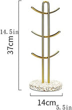 6 Cup Mug Tree Marble Gold-Plated Cup Holder Glass Cup Hanger Kitchen Storage Rack Household Jewelry Rack - Image 2