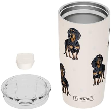 SERENGETI Dachshund 20 Oz. Stainless Steel, Vacuum Insulated Tumbler with Spill Proof Lid - 3D Print - Insulated Travel mug for Hot or Cold Drinks (Dachshund Black Tumbler) - Image 3