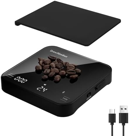 Mini Coffee Scale with Timer, 2kg/0.1g High Precision Scale for Espresso & Pour-Over, Portable Digital Kitchen Scale, 4 Modes & 3 Units, USB Charging, Tempered Glass Platform, Black by Unknown
