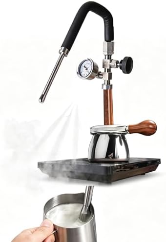 Professional Espresso Pitcher, 350ml Stainless Steel Milk Steamer for Home Baristas, Precise Pressure Gauge, 3-Hole Jet Nozzle Tool for Crafting Café-Quality Latte Art by Unknown
