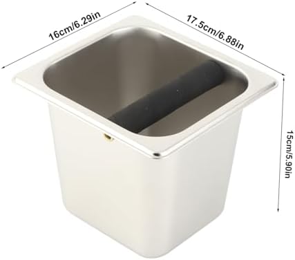 Coffee Knock Box Small, Stainless Steel Knockbox Coffee Bucket Container Espresso Dump Bin with Rubber Bar for Coffee Machine (L) - Image 5