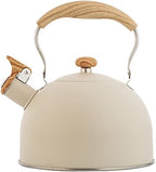 Vilihkc Tea Kettle 2.6 Liter Whistling Tea Kettle, Tea Pots for Stove Top Food Grade Stainless Steel with Wood Pattern Folding Handle, Loud Whistle Kettle for Tea, Coffee, Milk by vilihkc