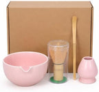 Ceramic Matcha Bowl Set with Bamboo Whisk, Complete 4-Piece Set in Box by Unknown