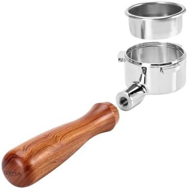 DIBTSA 54mm Bottomless Portafilter Compatible with Breville BES870, BES878, BES880, with 304 Stainless Steel Filter Basket, wood handle - Image 6