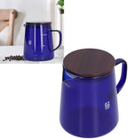 Glass Coffee Pot Server, Clear Tea Pot Coffee Carafe Teapot Restaurant Server Teakettle with Wood Lid for Cafe 500ml (Blue) - Image 6