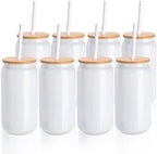 PYD Life 8 Pack Sublimation Glass Can Tumblers Stainless Steel 15 OZ by PYDLife