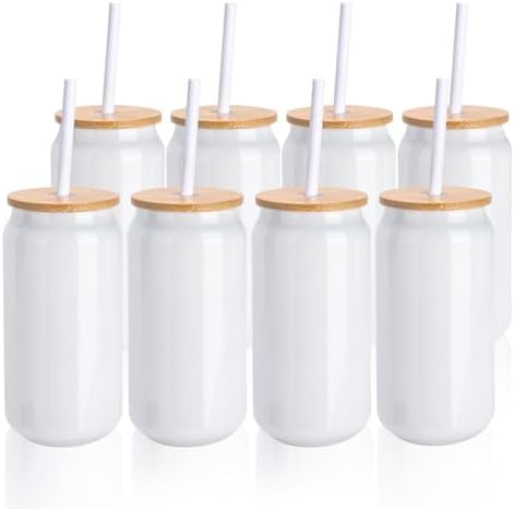 PYD Life 8 Pack Sublimation Glass Can Tumblers Stainless Steel 15 OZ by PYDLife