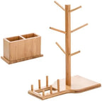 VICASKY Bamboo Coffee Cup Holder Rack with Spoon Storage Box for Home by VICASKY