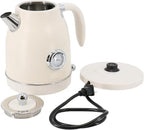 1.8 Quart Electric Tea Kettle and 2 Slice Toaster Combo, Matte Cream, Retro Kitchen Appliance Set with Adjustable Browning and Water Temperature Gauge - Image 6