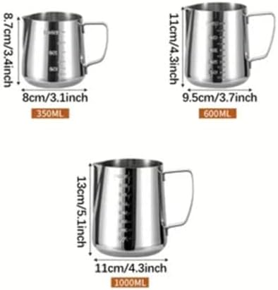Milk Frother Cup Stainless Steel Measuring Milk Frother Pitcher, Stainless Steel Latte Jug, Essential Barista Accessory for Espresso & Coffee Art(1000ml) - Image 6
