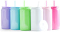 Stainless Steel Cups with Lids and Straws, 16 oz, 6 Pcs, Iridescent by FECBK