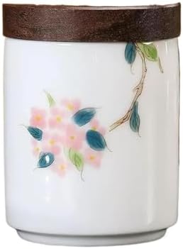 Tea Canister, Tea Caddy Portable Travel Tea Caddy Moisture-Proof Coffee Bean Tin with Wooden Lid Food Storage Jar for Coffee/Sugar/Loose Tea Leaf(E) by Unknown