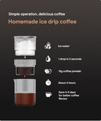 RECAFIMIL 2-in-1 Cold Brew Dripper Cold Brew Coffee Maker,Ice Drip Coffee Maker 300ml - Coffee maker for cold brewed coffee and tea, coffee maker for cold extraction - Image 7
