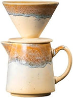 Ceramic Pour Over Coffee Dripper Vintage, Pour Over Coffee Maker Set, Filter Cup, Coffee Brewer Cone Filter, V60 Dripper & Decanter set, for Home Café Restaurant, 1-2 Cup (Gradient Yellow) by Wmazio