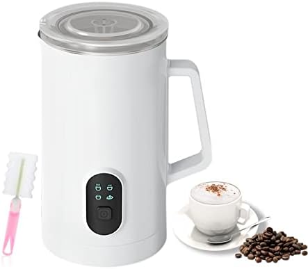 Milk Frother and Warmer, 4 in 1 Electric Foam Maker Stainless Steel Milk Steamer with Hot & Cold Milk Automatic Milk Warmer for Coffee, Latte, Hot Chocolates, Cappuccino (White) by SOHAPY