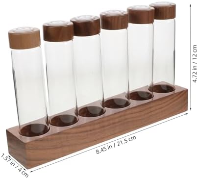 Coffee Bean Storage Tubes Stand with Wooden Base and Glass - Image 2