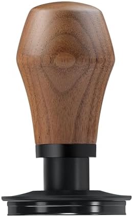 Normcore 51mm Espresso Coffee Tamper V4.1 with Click Sound Feedback, Spring Loaded Tamper With Titanium PVD Coating Ripple Base, Genuine American Walnut Handle with Silicone Stand by NORMCORECOFFEETOOLS