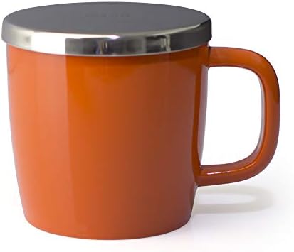 FORLIFE Dew Glossy Finish Brew-In-Mug with Basket Infuser &"Mirror" Stainless Lid 11 oz. (Carrot) by Unknown