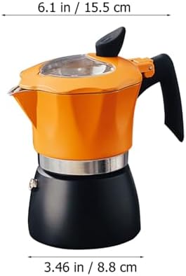 VICASKY Mocha Coffee Maker Espresso Coffee Pot 150ml Black and Orange Metal Stovetop Italian Octagonal Coffee Pot Household Hand Brewing for Home and Camping - Image 2
