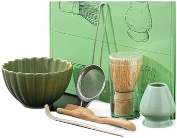 4/7Pcs Matcha Tea Set Bamboo Whisk Scoop Glass Bowl Traditional Indoor Handmade Tea-making Tools Kit(11) by Unknown
