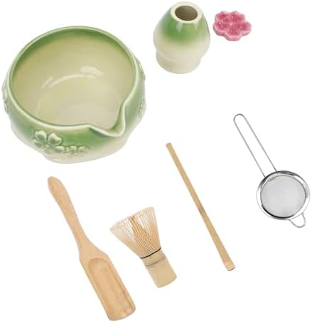 Keenso Matcha Set Elegant Ceramic Matcha Making Kit for Tea Enthusiasts 7 Pcs with Whisk Bowl Spoon Sifter (Green) - Image 2