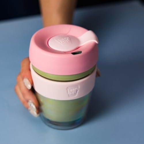 KeepCup Longplay - Reusable Coffee Cup, Double Wall Glass with Removable Sleeve and splashproof Sipper lid - 16oz/454ml - Roseate - Image 2