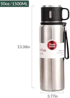 1500ml Double wall vacuum Leakproof stainless steel wide mouth insulated water bottle,tea tumbler with tea strainer infuser basket,cup and lid; travel coffee thermoses hot drinks,cold thermal flask - Image 3