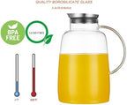Purefold 109 Oz Glass Pitcher with Lid, Leakproof Stainless steel Lid - Image 2