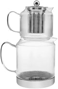 KARACA Kelly Midi Borosilicate Glass Teapot Set with Infuser, 2L Tea Kettle & 1L Teapot with Stainless Steel Strainer, Turkish Tea Maker for Loose Leaf and Herbal Tea, Dishwasher Safe by Karaca