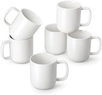 vancasso Porcelain Coffee Mugs Set, 12 oz Ceramic Coffee Cups for Latte Hot Tea Cappuccino Cocoa Milk Cups Set of 6, Dishwasher & Microwave Safe, White by vancasso