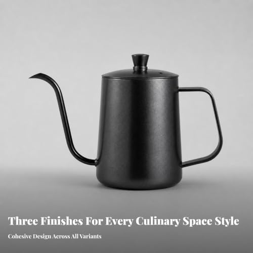 Gooseneck Coffee Pouring Kettle 600ml Thick 304 Stainless Steel Precision Spout Teapot for Manual Pour Over and Home, Silver - Image 2