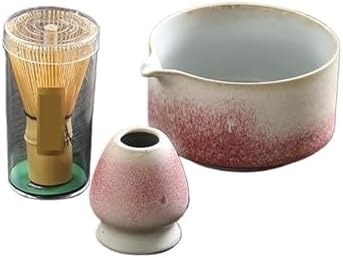 4PCS Matcha Set With Ceramic Bowl Whisk Teaspoon Tea Sets Tea-making Tools Accessories(Pink 4pcs) by Unknown