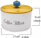 Coffee Filter Holder Metal Coffee Filter Holder Storage Box with Bamboo Lid, Coffee Filter Container Coffee Bar Decor, Coffee Station Accessories for Storing Filter Papers Coffee Paper Storage Rack ( - Image 2
