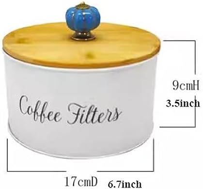Coffee Filter Holder Metal Coffee Filter Holder Storage Box with Bamboo Lid, Coffee Filter Container Coffee Bar Decor, Coffee Station Accessories for Storing Filter Papers Coffee Paper Storage Rack ( - Image 2