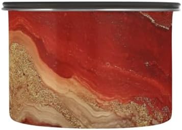Red and Gold Marble Texture Designed Food Storage Containers With Lids Stainless Steel Storage Containers For Kitchen Pantry Stackable Push Button Canister With Airtight - Image 2