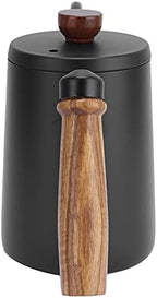 Pour Over Coffee Kettle, 600ml Small Gooseneck Kettle Long Gooseneck Spout Stainless Steel Tea Kettlee with Wood Handle Coffee Cafe Kettlee for Home Cafe Office (Black) - Image 6