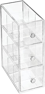 mDesign Plastic Kitchen Pantry, Cabinet, Countertop Organizer Storage Station with 3 Drawers for Coffee, Tea, Sugar Packets, Sweeteners, Creamers, Drink Pods, Packets - 3 Sections - Clear - Image 7