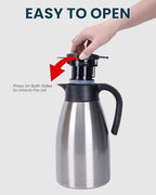 GiNT 74Oz Thermal Coffee Carafe, Insulated Stainless Steel Coffee Carafes for Keeping Hot/Double Walled Vacuum Thermal Carafe (Silver, 2.2L) - Image 6