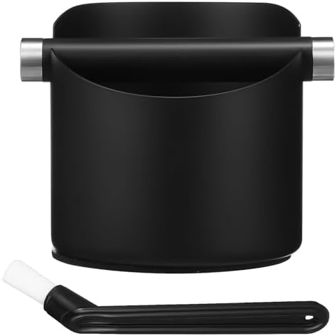 Wakauto Stainless Steel Coffee Ground Knock Box and Cleaning Brush with Large Capacity, Detachable Knock Bar, Anti-Skid Pad for Home Kitchen and Bar Use by Wakauto