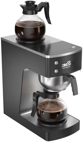 crosson 12 Cup Commercial Drip Coffee Brewer with Upper and Lower Warmer & 2 Glass Decanter,Pour Over Coffee Maker with Easy Clean Fingerprint Free Housing and 304 Stainless Steel Funnel by CROSSON-CateringEquipment