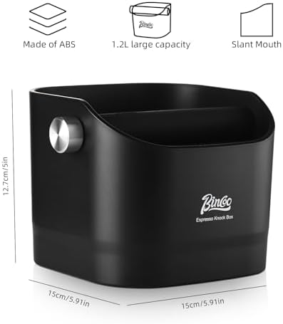 Bincoo Espresso Knock Box -1.2L(15 Cups) Knock Box, Barista Style Coffee Knock Box for Grounds with Removable Shock-Absorbent Knock Bar and Anti-Slip Base, Durable Espresso Accessories.Black - Image 6