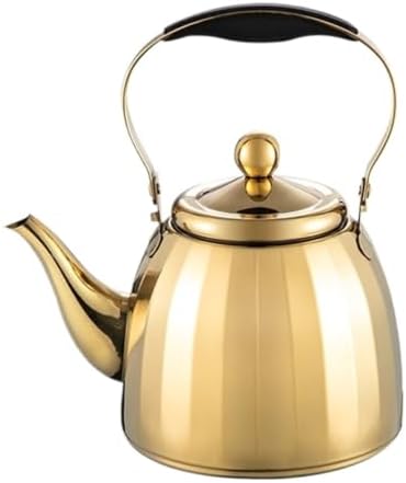 Thickened Teapot with Removable Infuser Stainless Steel for Hotels Restaurants(Gold,2L) by Unknown