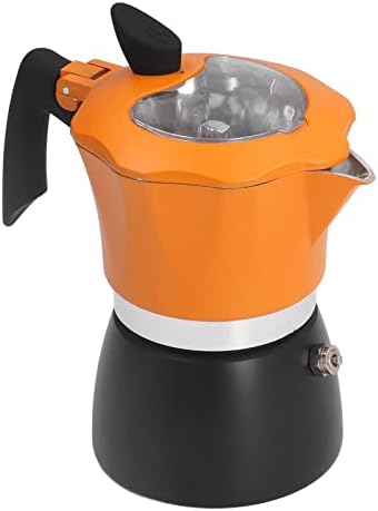 CHICIRIS Coffee Pot, 1 Cup 150ml/5 Ounce, Stovetop Espresso Maker, Italian Coffee Maker, Glass Top Pot Coffee Maker, for Italian and Cuban Café Brewing (Orange and Black) by CHICIRS